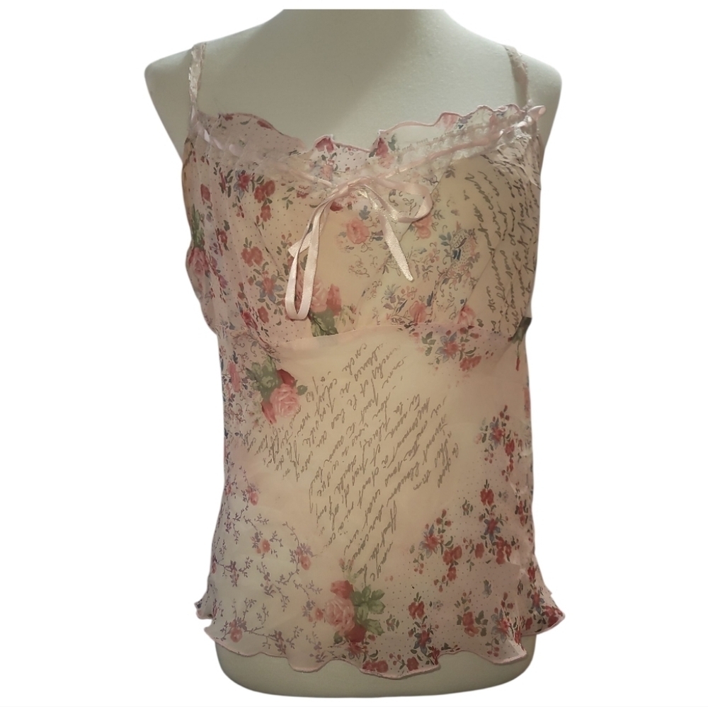 Secret Treasures Pink floral cottagecore tank top Chemise prairiecore Medium - Picture 6 of 9